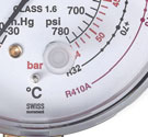 Mặt đồng hồ hiển thị R22/R32/R410A/Bar/PSI/°C: Mặt đồng hồ hiển thị R22/R32/R410A/Bar/PSI/°C: